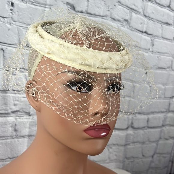 Vintage headband mesh lace cream Union made - Picture 3 of 8
